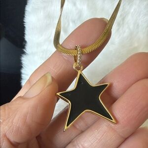 Gold Chain Necklace with Black Star Pendant
